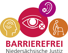 Logo: Barrierefrei. Niedersächsische Justiz (zur Startseite)